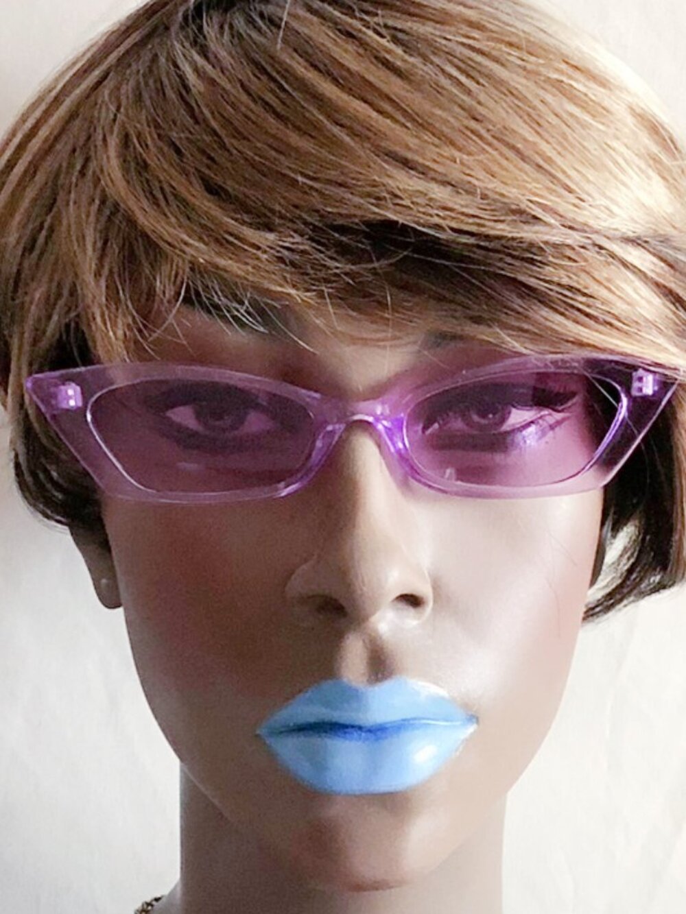 Transparent Purple Slim Cat Eye Fashion Sunglasses